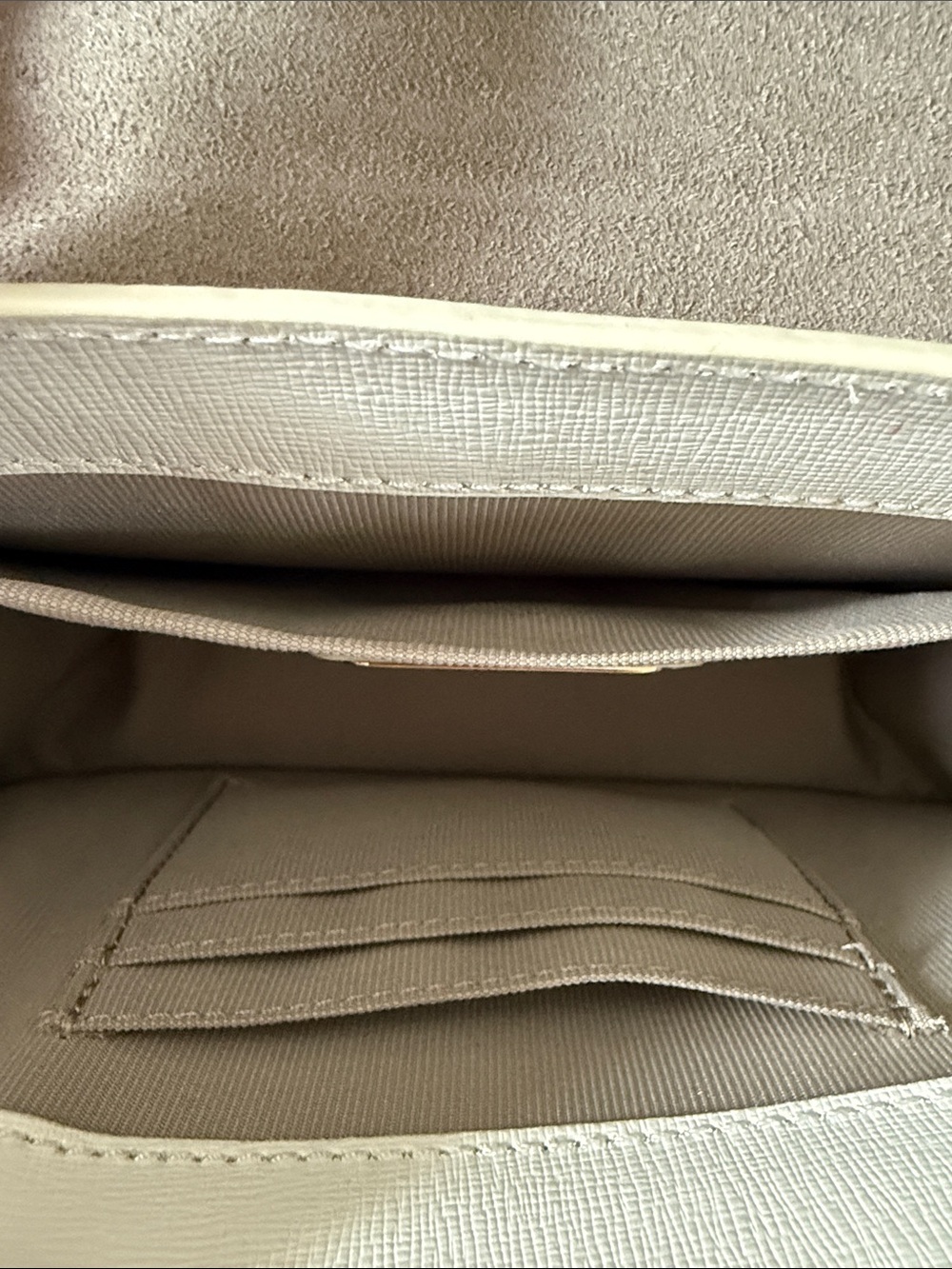 Furla Carol Mini Leather Chain Crossbody Flap Bag White Cream Furla Metal Logo - Picture 5 of 10